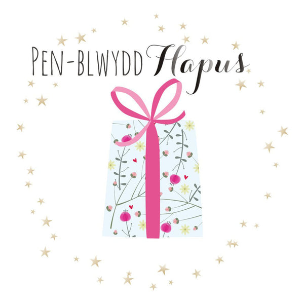 Welsh Birthday Card, Penblwydd Hapus, Pink Ribbon, Happy Birthday to You-Hoo