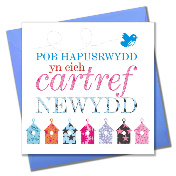 Welsh New Home Card, Cartref Newydd, Colourful Houses