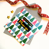 Welsh Christmas Card, Mam-gu, Granny Christmas Trees, text foiled in shiny gold
