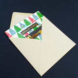 Welsh Christmas Card, Mam-gu, Granny Christmas Trees, text foiled in shiny gold