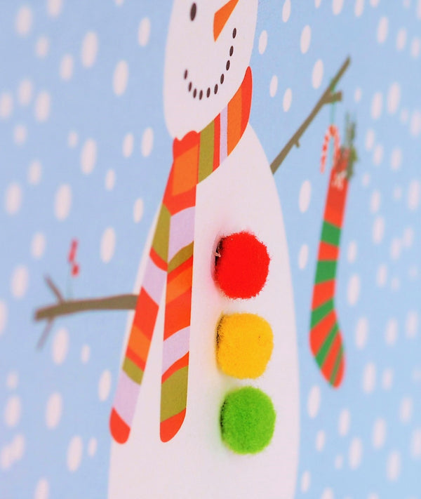 Welsh Godfather Christmas Card, Nadolig Llawen Tad Bedydd, Pompom Embellished