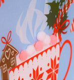 Welsh Friend Christmas Card, Nadolig Llawen, xmas Cappuccino, Pompom Embellished