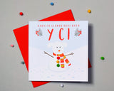 Welsh Christmas Card, Nadolig Llawen, Ci, From the Dog, Pompom Embellished