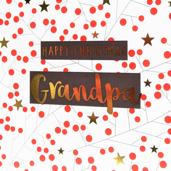 Christmas Card, Grandpa Berries & Twigs, text foiled in shiny gold