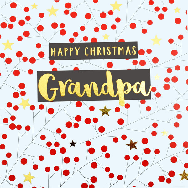 Christmas Card, Grandpa Berries & Twigs, text foiled in shiny gold