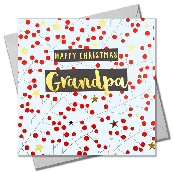 Christmas Card, Grandpa Berries & Twigs, text foiled in shiny gold