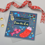 Christmas Card, From the Cat, text foiled in shiny gold