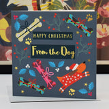 Christmas Card, From the Dog, text foiled in shiny gold