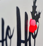 Christmas Card, Berries, Ho Ho Ho, Embellished with colourful pompoms