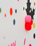 Christmas Card, Laurel & Dots, To my Fiancee, Embellished with colourful pompoms