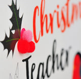 Christmas Card, Robin classroom, Teacher, Embellished with colourful pompoms