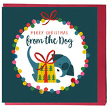 Christmas Card, Bauble, From the Dog, Embellished with colourful pompoms