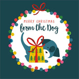 Christmas Card, Bauble, From the Dog, Embellished with colourful pompoms
