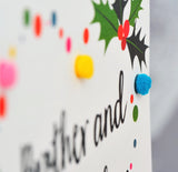 Christmas Card, Dotty Heart, Brother and Sister-in-law Pompom Embellished