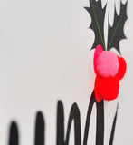 Christmas Card, Holly, Mum and Dad Merry Christmas, Pompom Embellished
