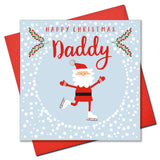 Christmas Card, Skating Santa , Happy Christmas, Daddy, Pompom Embellished