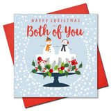 Christmas Card, Snowmen on a Christmas cake, To both of you, Pompom Embellished