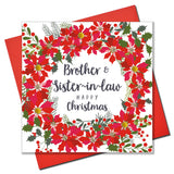Christmas Card, Poinsettia wreath , Brother and sister-in-law Pompom Embellished