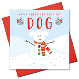 Christmas Card, Snowdog , Happy Christmas from the Dog, Pompom Embellished