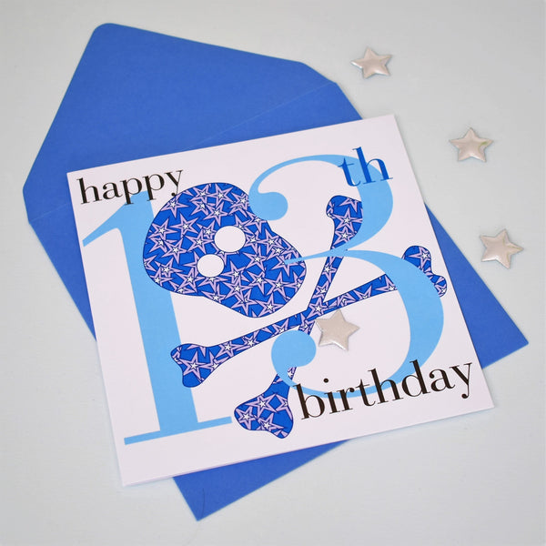 Birthday Card, Age 13 Boy, Happy 13th Birthday, Embellished with a padded star