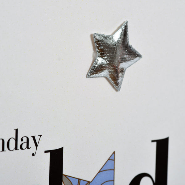 Birthday Card, Grandad, Blue Stars, Embellished with a shiny padded star
