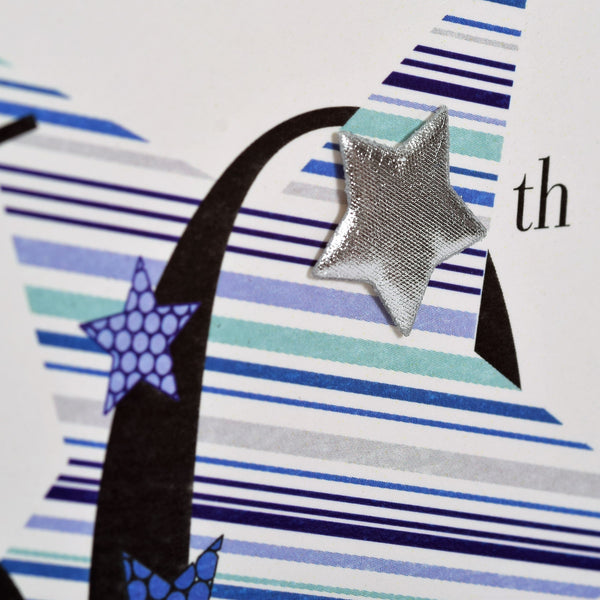Birthday Card, Blue Star, Happy 60th Birthday, Embellished with a padded star