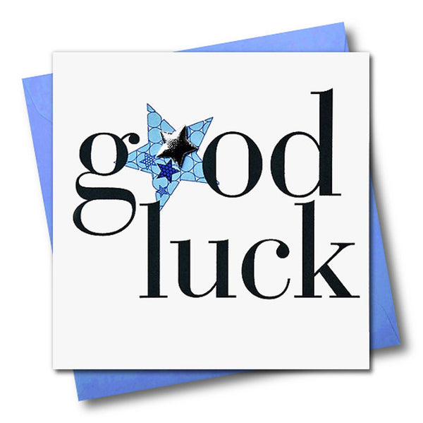 Good Luck Card, Blue Star, Embellished with a padded star