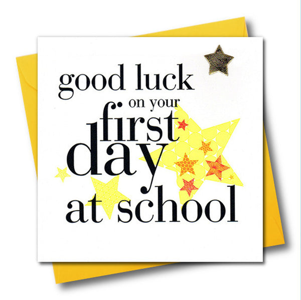 Good Luck Card, 1st Day of School, padded star embellished