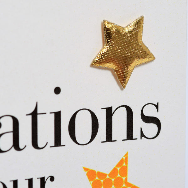 Congratulations Card, exam results, Embellished with a padded star