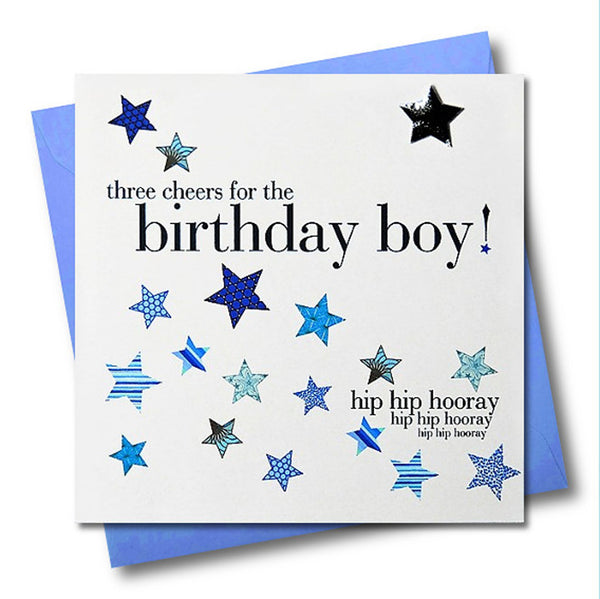 Birthday Card, Blue Stars, Embellished with a padded star