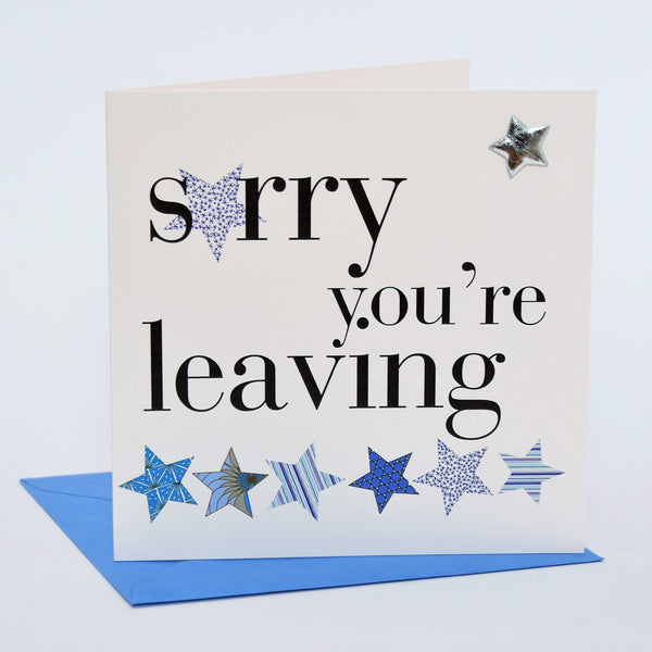 Good Luck Card, Sorry You're Leaving Blue, Embellished with a padded star