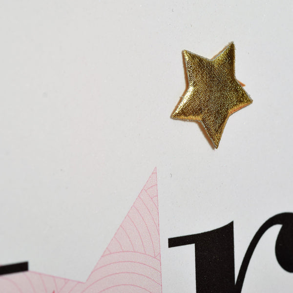 Birthday Card, Pink Star, Super Star, Embellished with a padded star
