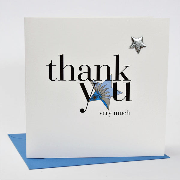 Thank You Card, Blue Star, Thank You Very Much, Embellished with a padded star