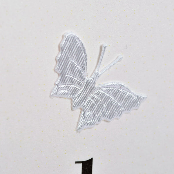 Welsh Silver Anniversary Wedding Card, Heart, fabric butterfly embellished