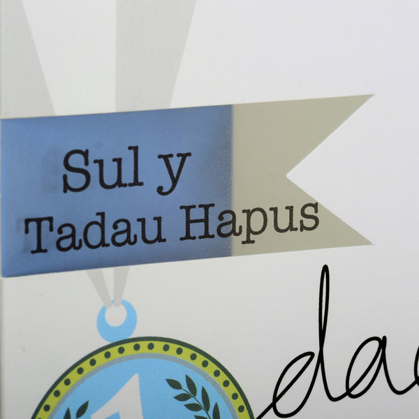 Welsh Father's Day Card, Sul y Tadau Hapus, Number 1, See through acetate window