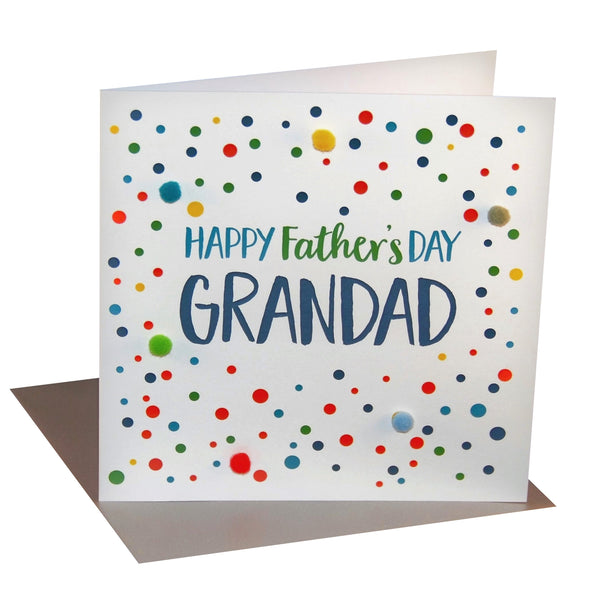 Father's Day Card, Dotty Grandad, Embellished with colourful pompoms