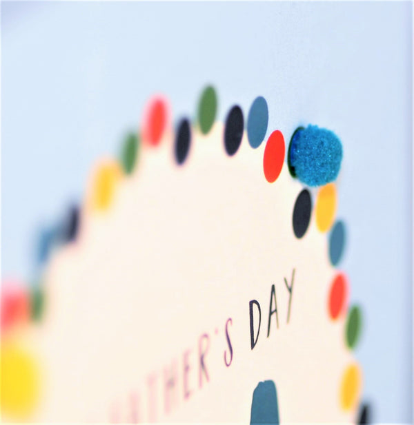 Father's Day Card, Colour Dots, Papa, Embellished with colourful pompoms
