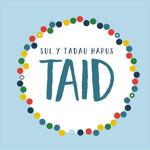 Welsh Father's Day Card, Sul y Tadau Hapus, Taid, Grandad, Pompom Embellished