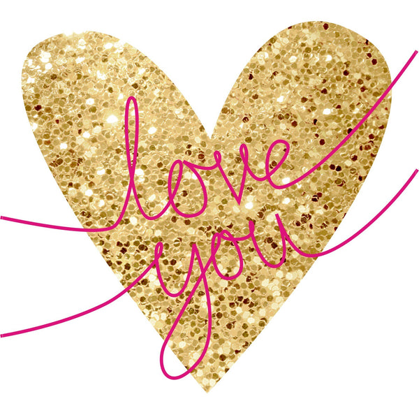 Valentine's Day Card, Love You, Glittering Heart