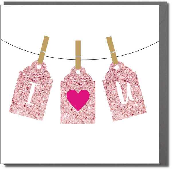 Valentine's Day Card, Pegs - Love You, I "Heart" You