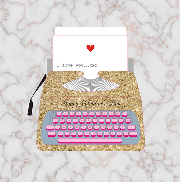 Valentine's Day Card, Typewriter, I love you