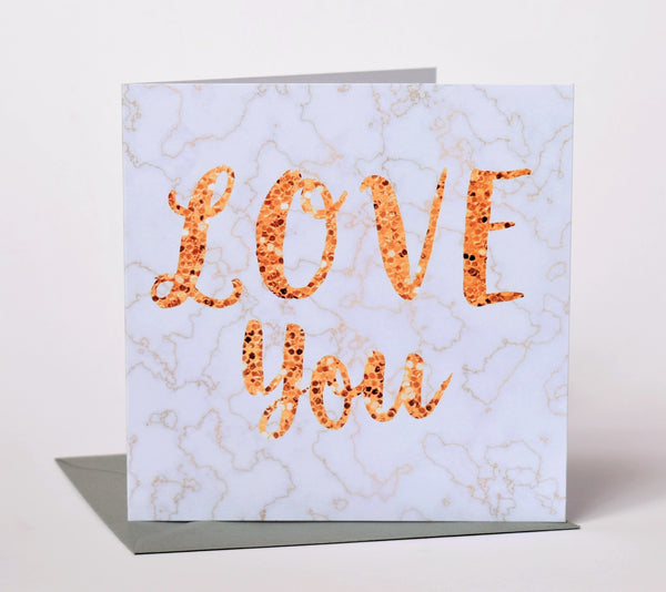Valentine's Day Card, Marble Background, Love You