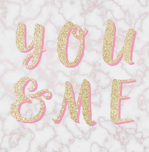Valentine's Day Card, Marble background, You & Me