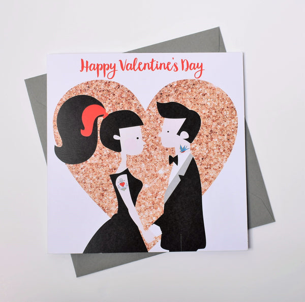Valentine's Day Card, Tattooed lovers, Happy Valentine's Day
