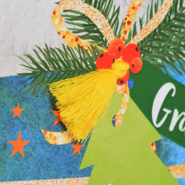 Christmas Card, Present, Grandson, Happy Christmas, Tassel Embellished