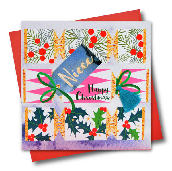Christmas Card, Cracker, Niece, Happy Christmas, Tassel Embellished