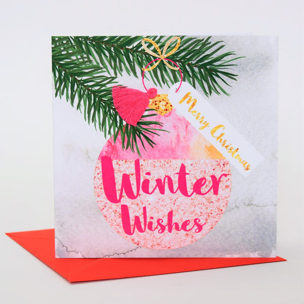 Christmas Card, Bauble, Merry Christmas, Winter Wishes, Tassel Embellished