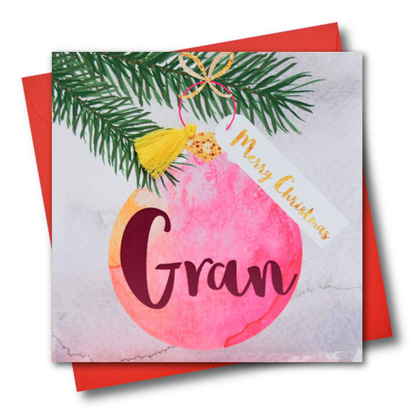 Christmas Card, Bauble, Gran, Merry Christmas, Tassel Embellished