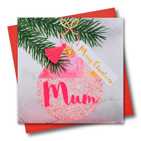 Christmas Card, Bauble, Merry Christmas, Mum, Tassel Embellished