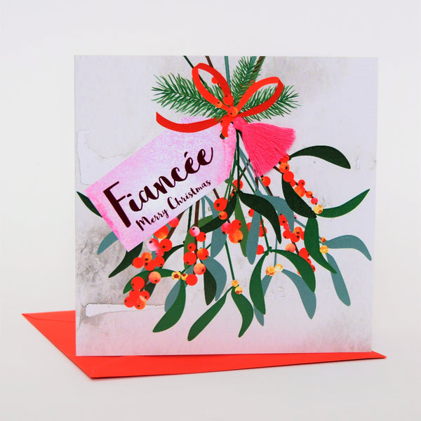 Christmas Card, Mistletoe, Fiancee, Merry Christmas, Tassel Embellished